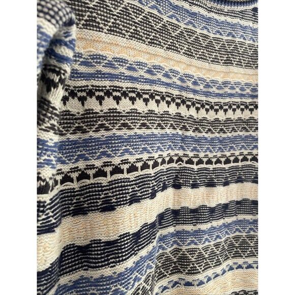 Tigerlily 3d Coogi‎ Like Sweater Made Boat Neck Blue Stripe Blue Women’s Small - Picture 4 of 11